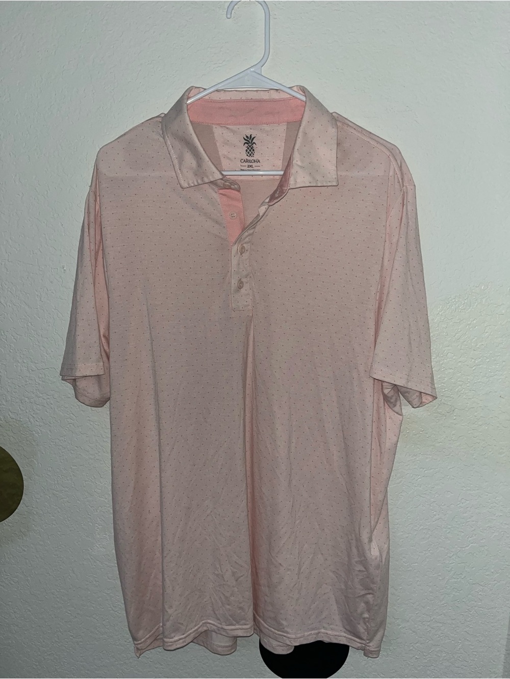 Cariloha baby pink polka dot short sleeve polo shirt top